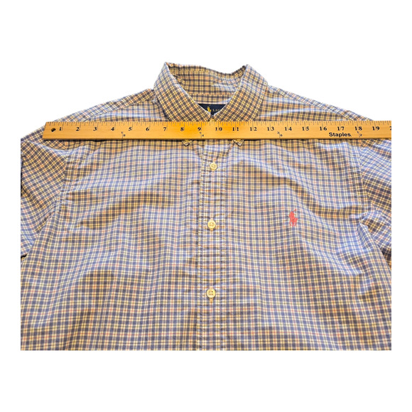 Ralph Lauren Button Down Shirt Mens Large Blue Plaid Long Sleeve Classic Preppy - Picture 9 of 14